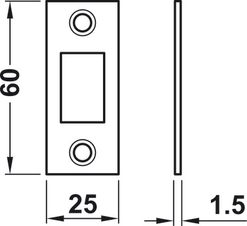 Forend and Strike Plate Set for Tubular Mortice Deadbolt Brass or Stainless Steel Replaces those supplied with deadbolt Polished stainless steel - view 3