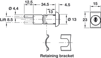 Central Lock Rotary Cyl 13.0mm MNP Dif - view 2