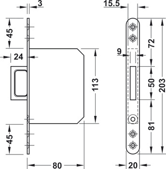 Mortice Spring Loaded Handle for Sliding Doors Matt stainless steel finish - view 2
