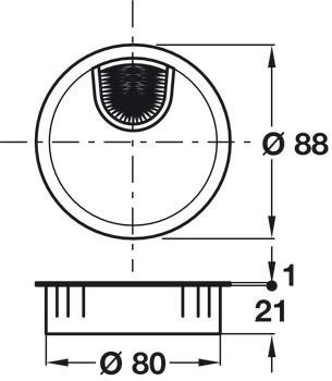 Cable Outlet 2prt D80x22mm Zinc Alloy MN - view 2