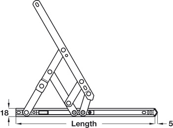 Friction Hinge Restrictor for Side or Top Hung Windows Stainless Steel or Brass For side hung windows length 305 mm (12") max. vent weight 22 kg opening angle 60° - view 3