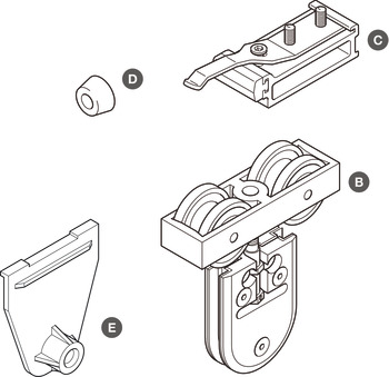 Fitting Set for Sliding Glass Interior Doors Hawa-Junior 160/GP Top hung system For 1 door