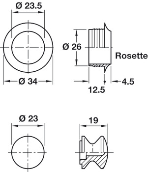 Push Lock Knob and Rosette for 16 mm Door Thickness Plastic White - view 2