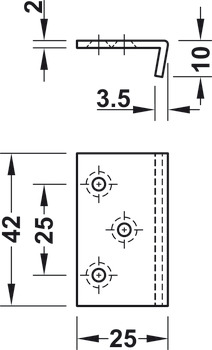 Angled Striking Plate 42x25x10mm Steel NP - view 3