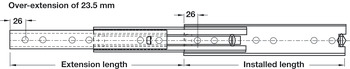 Ball Bearing Drawer Runners Full Extension Load Capacity 100-160 kg Accuride 5321 High grade stainless steel with hold-in feature Installed length 450 mm load capacity 150 kg - view 4