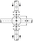 Cross Connector 303 Stainless Steel Cubicle Fittings PBA Stainless steel fittings for 13 mm board partitions Satin stainless steel finish - view 2