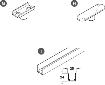 Track and Channel for Interior Doors SF and Hawa-Junior Top hung system Bottom guide channel