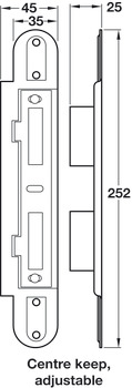 Keep for Timber and Composite Doors Suits Centre and Hook/Linear Bolts Steel Centre adjustable* - view 2