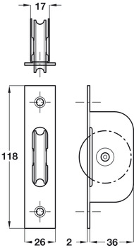Sash Pulley AxleBearing 118x26mm SBZ SC - view 2