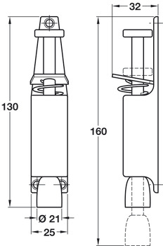Door Holder Foot Operated Max. Throw 30 mm Mild Steel and Rubber Silver painted - view 2