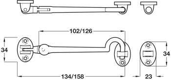 Cabin Hook+Eye Silent 126mm Brs PC - view 2