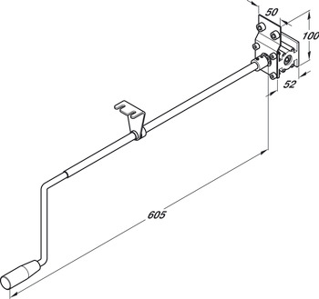 Winding Handle for Flexi Height Adjustable Worktop System Ropox Aluminium finish - view 2