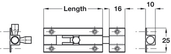 Barrel Bolt for Screw Fixing Brass Length 60 mm chrome plated - view 5