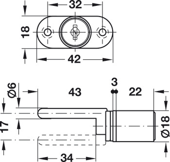 Central locking rotary cylinder lock With fixed plate cylinder for installation in front panel Standard profile with central locking bar keyed different - view 2