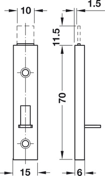 Furniture Bolt Straight 70mm Steel NP - view 3
