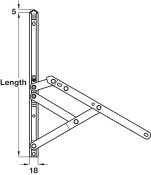 Friction Hinge Standard for Top Hung Windows Ferritic Stainless Steel Unhanded Length 609 mm (24") opening angle 38° - view 2
