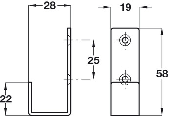 Coat Hook 58x28x19mm 316 SSS - view 2