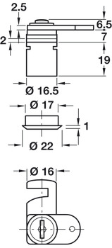 Cam Lock for Wooden Furn RH Differ 5-8 - view 3