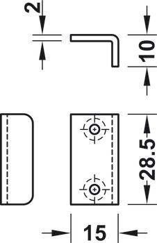 Angled striking plate For screw fixing Matt nickel plated - view 2