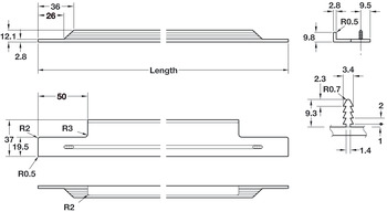 Portobello Profile Handle Aluminium Stainless Steel Eff 298mm - view 3