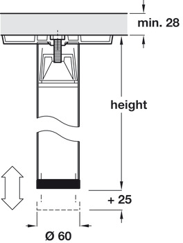 Leg w Adj D60x870mm Tub Steel White - view 5