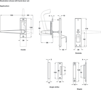 Facility Door Set Unhanded For 20-44 mm door thickness Satin anodised aluminium finish - view 2