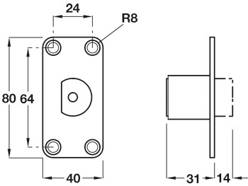 Emergency Release Door Stop for use with Double Action Pivot Sets with R8 Corners Allows double action door to operate as a single swing Stainless steel - view 2