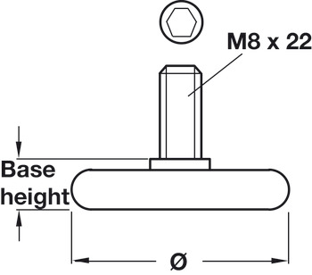 Base Leveller with M8 x 22 mm Threaded Bolt Plastic Black Ø 29 mm base height 9 mm - view 2