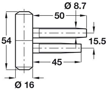 Startec Drill-In Hinge D16x54mm Galvanised Wht - view 2