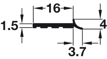 Plinth Seal StickOn 16mm 2500mm Plastic Trans - view 3