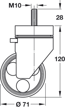 D60mm Castor Swivel with Brake Plastic Bk - view 4