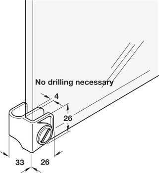 Glass Door Pull 4-5mm Push Fit Zinc Alloy/Plastic NP - view 3