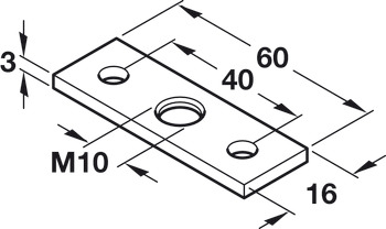 Screw-On Plate M10 60x16mm Galvanised Steel - view 4
