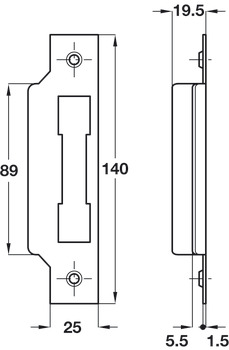Horizontal 5 Lever Sash Lock Mortice 57 mm Backset Stainless Steel or Brass Latch operated by knobs Backset 57 mm case size 151 mm satin stainless steel - view 3