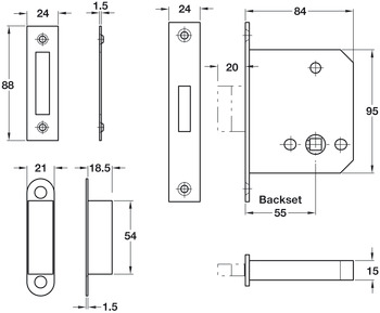 Startec Mort WC Lock 55/84 Sqr SSS - view 4