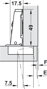 Specialist Hinge 100° Grade 304 Stainless Steel Full Overlay Mounting With automatic closing spring Screw fixing - view 3