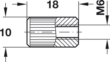 Sleeve M6 Internal Thread Ribbed for Ø 10 mm Hole Length 18 mm - view 2