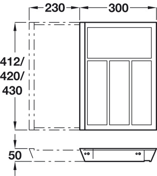 eXTray Oak Cutlery Ins 408/400-600mm - view 3