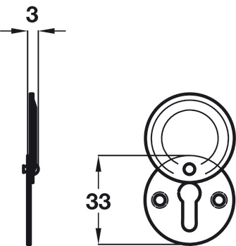 Escutcheon D33mm w Cover Std KW Aluminium SAA - view 2