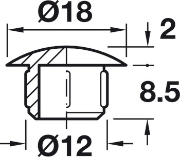 Cover Cap for Ø 12 mm Blind Hole For push fitting White RAL 9010 - view 3