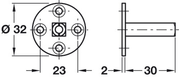 Taylors Spindle D32x30x8mm Square Bright Zinc Plated - view 2