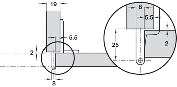 Exposed Axle Hinge Arm 240° Single Pivot Quick Mounting Aximat 300 Order hinge arm and cup separately Centre panel mounting - view 3