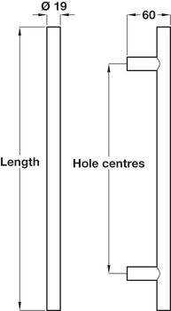 Pull Handle Bolt Through Fixing 304 Stainless Steel Guardsman H Length 400 mm hole centres 300 mm satin - view 2
