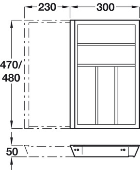 eXTray Oak Cutlery Ins 480/400-600mm - view 3