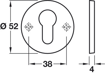 Escutcheons Euro Profile Cylinder Ø 52 mm 316 Stainless Steel Satin - view 2