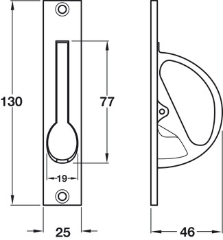 Pull Handle Mortice Gravity Drop Brass Operation: Push to release Satin nickel - view 2