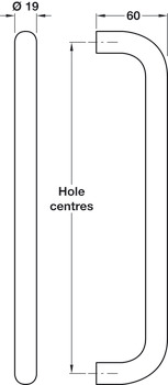 Pull Handle Bolt Through Fixing 304 Stainless Steel D Shaped Hole centres 225 mm satin - view 2