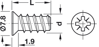 Varianta Screw, Countersunk Head, PZ2, Ø 5.0 mm Hole, Nickel Plated, 13.5 mm - view 2