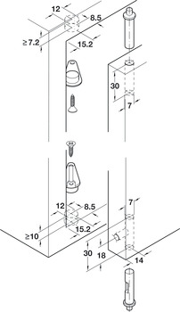 Pivot Hinge 140° Without Stop For flush mounted doors White - view 2