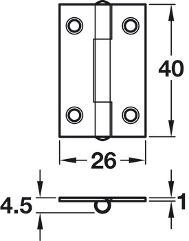 Butt Hinges Steel Height x width: 40 x 26 mm - view 2